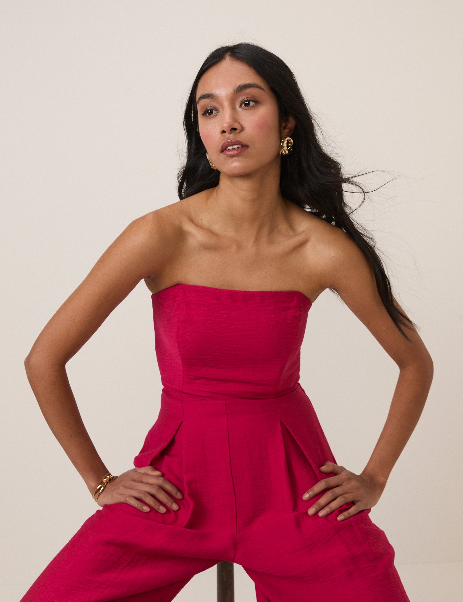 Sleeveless Shoulder Button Pleated Reign Jumpsuit | Nobody's Child